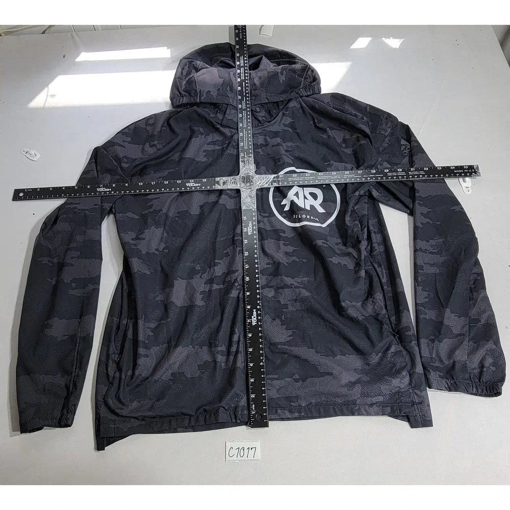 Adidas Energy Running Camo Windbreaker Jacket Mens Large Black Hooded Full Zip